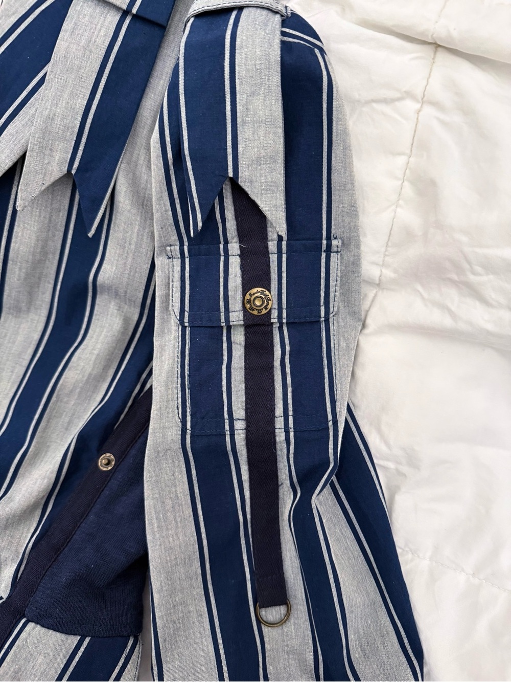 RARE L.A.M.B. Spring 2006 Suit Two-Tone Wide Blue Striped with Bows -12 - Picture 11 of 16